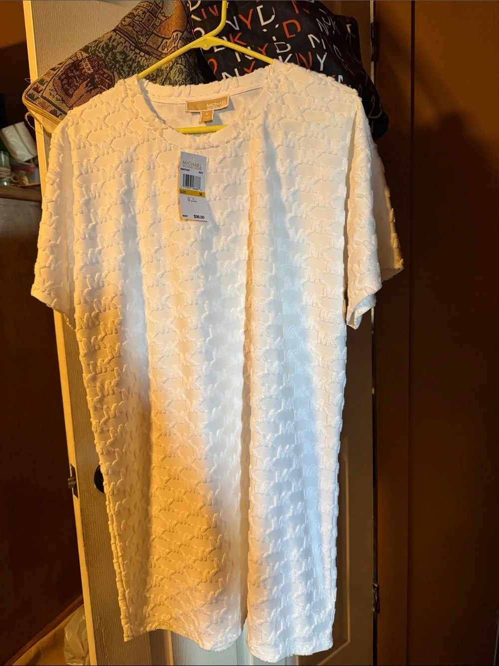 Michael Kors White Textured Short Sleeve Crew Tee